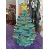 Ceramic Christmas Tree Large Green Tabletop Tree Multicolored Lights 11"
