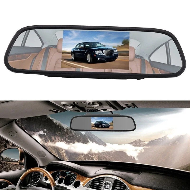 IPoster 5-inch LCD Rearview Mirror Display Screen 360° Mini Rearview