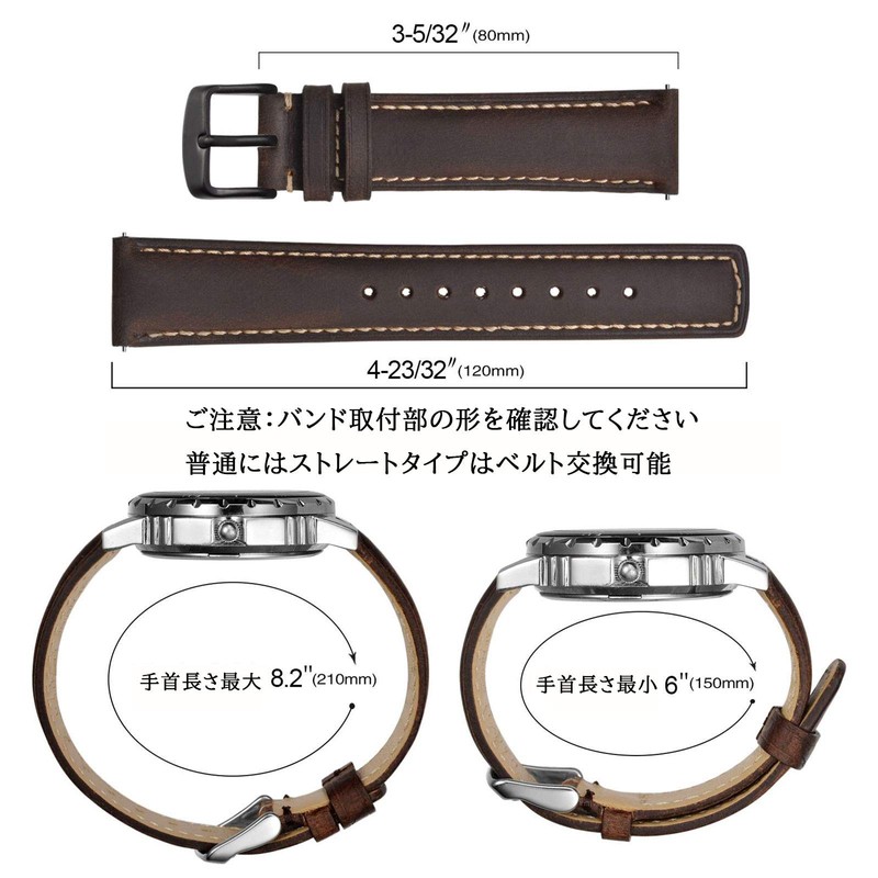 [BISONSTRAP] Leather Watch Band 14mm 16mm 18mm 19mm 20mm 21mm