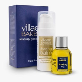 Village Barber Shaving Travel Kit | Contains One 30ml Shaving Balm and One 30ml Shaving Oil | TSA Approved