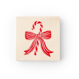 Peppermint Bow Paper Party Cocktail Napkins | 3-Ply Fancy Napkins | Festive Holiday Supplies for Christmas, Holiday Gatherings, and Winter Celebrations | Pack of 20, 5" Folded