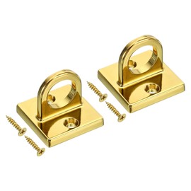 YOKIVE 2 Pcs Pad Eye Plate U Hooks, Metal Wall Mount Loop with Screws, Connect Rope Barriers, for Mounting Queue, Golden