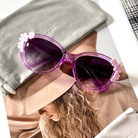 XINB LOOK Kids Sunglasses Girls, Cute Flower Frame Cartoon UV Glasses, Kids Sunglasses Party Favor for Ages 3-10 (1, Purple)