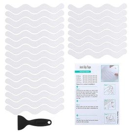 PATIKIL Badewanne Anti-Rutsch Aufkleber 20x2 cm, 24er Pack S-Form Sicherheits Dusche Grund Anti-Rutsch Aufkleber mit Klebepunkten Schaber für Badewanne Dusche Grund Treppe, Transparent