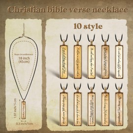 Sureio 20 Pcs Vintage Bible Verse Necklace Bulk Mothers Day Religious Jewelry Pendant Christian Inspirational Prayer Gift Women