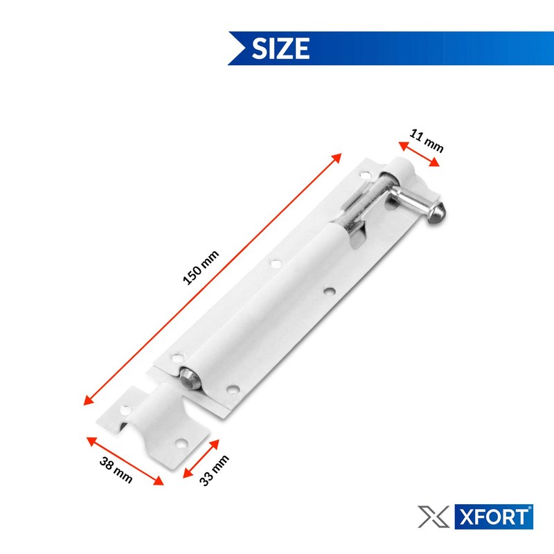 XFORT® 2 Pack Tower Bolt White 150mm (6"), Door Lock