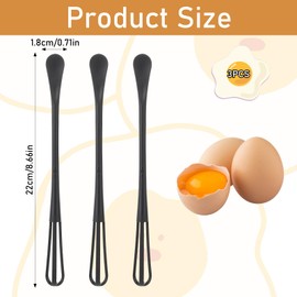 Abeillo 3 Stück Tragbaren Mini-Schneebesen, Schneebesen Klein PP-Kunststoff, Schneebesen Set Der Schneebesen eignet sich zum Kochen Mixen Eierschlagen Rühren