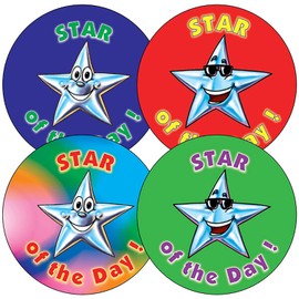 175 Smiley Star Of The Day School Praise Teachers Reward Stickers 37mm Primary Teaching Services
