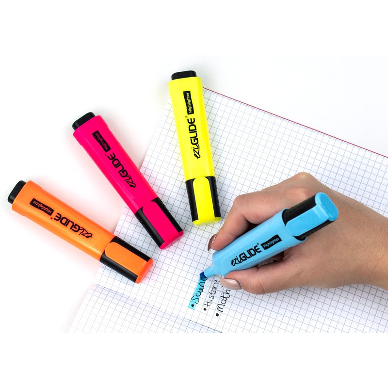 Eziglide Vibrant Blue Highlighter, Pack of 10, Bold Blue Highlighters,
