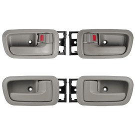 Lcyolada - Juego de 4 manijas de puerta interiores con bisel (gris), delantera y trasera, izquierda y lado derecho del pasajero compatible con Toyota Tundra 2000-2006 (solo cabinas