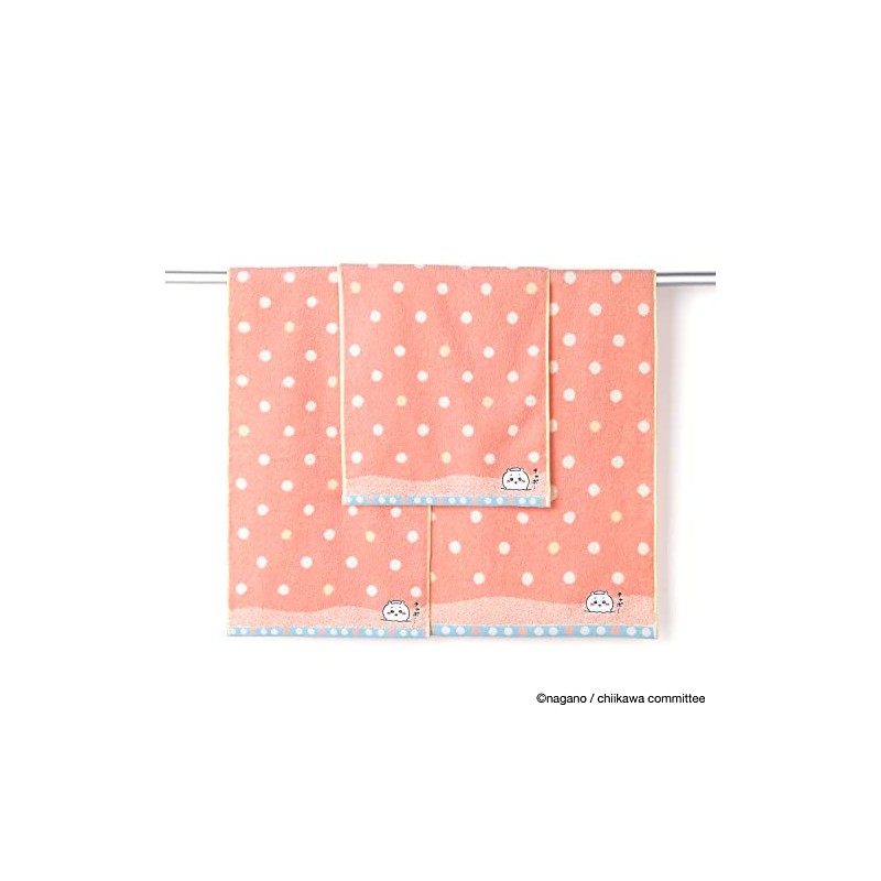 Chiikawa 41-1092130 Bath Face Towel, Pink, Pile, Cute, Approx. 13.4