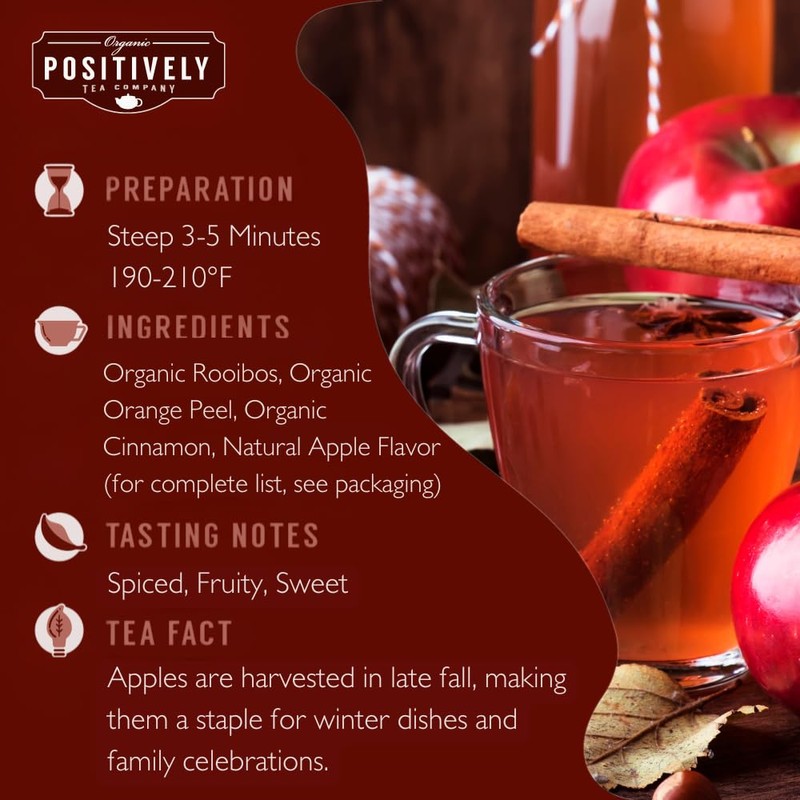 Organic Positively Tea Company, Winter Apple Cider Rooibos Tea Bags,
