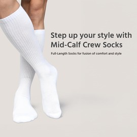 BALENZIA Crew Men's Socks | Pack of 6 | Formal Crew Cotton Solid Color Full Length Lightweight Casual Business Regular Sock