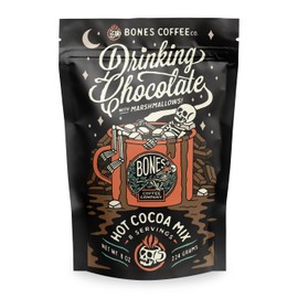 Bones Coffee Company Hot Chocolate Mix – Dairy Free Hot Cocoa with Natural Cane Sugar & Cacao Powder Arriba Nacional Drinking Chocolate with Mini Marshmallows, 8 Servings