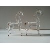 Set of 2 Blown Glass Horse Figurine 3.5"h