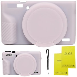 SZHSYJY Case for Canon Powershot G7 X Mark III Digital Camera,Soft Silicone Case for Canon Powershot G7X Mark III DSLR Camera,Comes with 2 Screen Protectors and 1 Wrist Strap. (Jelly Pink)