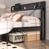 Vecelo Bed Frame with Storage Headboard Power Outlet Full Queen
