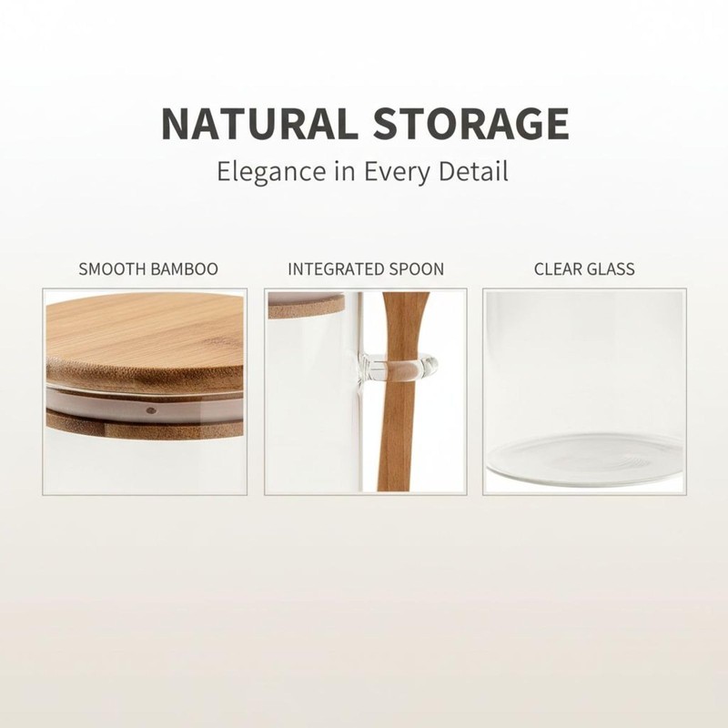 Varku 6 Pcs Glass Jars with Bamboo Lids and Spoons,