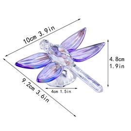 Standing Crystal Dragonfly with Diamond Ornament, Glass Animal Figures Collectibles, Handmade Crystal Figure for Table and Office Decoration