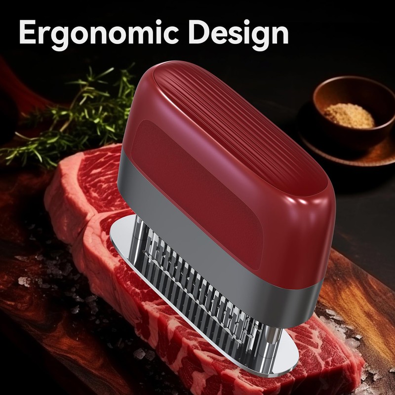 hogance Meat Tenderizer with 100% Stainless Steel Needle Blades, Steaker