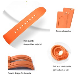 Nixiamy Fluoroplastic Rubber Watch Strap 19 mm 20 mm 21 mm 22 mm Soft FKM Rubber Strap with Quick Release Suitable Universal Replacement Strap for Men Women, No gemstone