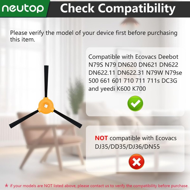 Neutop Replacement Side Brush Compatible with Ecovacs Deebot N79S N79