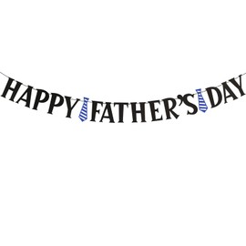 Happy Father’s Day Decorations Banner – Black Glitter Father’s Day Decorations Hanging Decor Signs Banner Party Supplies, Ideal for Home, Office, and Party Celebrations