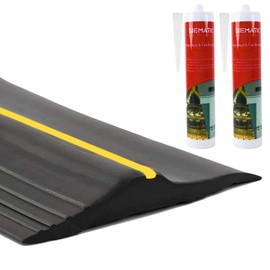 ToLanbbt 16.5Ft/5M Universal Garage Threshold Seal Strip with 300ml Black Sealants/Adhesives, Garage Door Bottom Weatherproof Strip Rubber DIY Weather Stripping Replacement(Black)