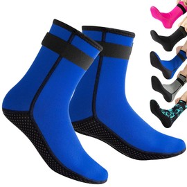 HINATAA 3mm Neoprene Wetsuit Socks,Thermal Wetsuit Socks, Quick-Drying Non-Slip Diving Socks Boots for Men Women (UK, Alpha, S, Regular, Regular, Blue)