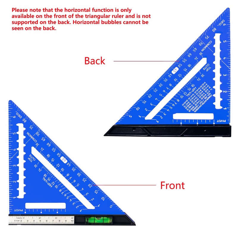 Beslands 7 inch Rafter Square with Level, Aluminum Metal Triangle