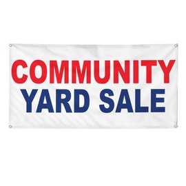 Vinyl Banner Multiple Sizes Community Yard Sale Red Blue Business Outdoor Weatherproof Industrial Yard Signs 6 Grommets 36x72Inches