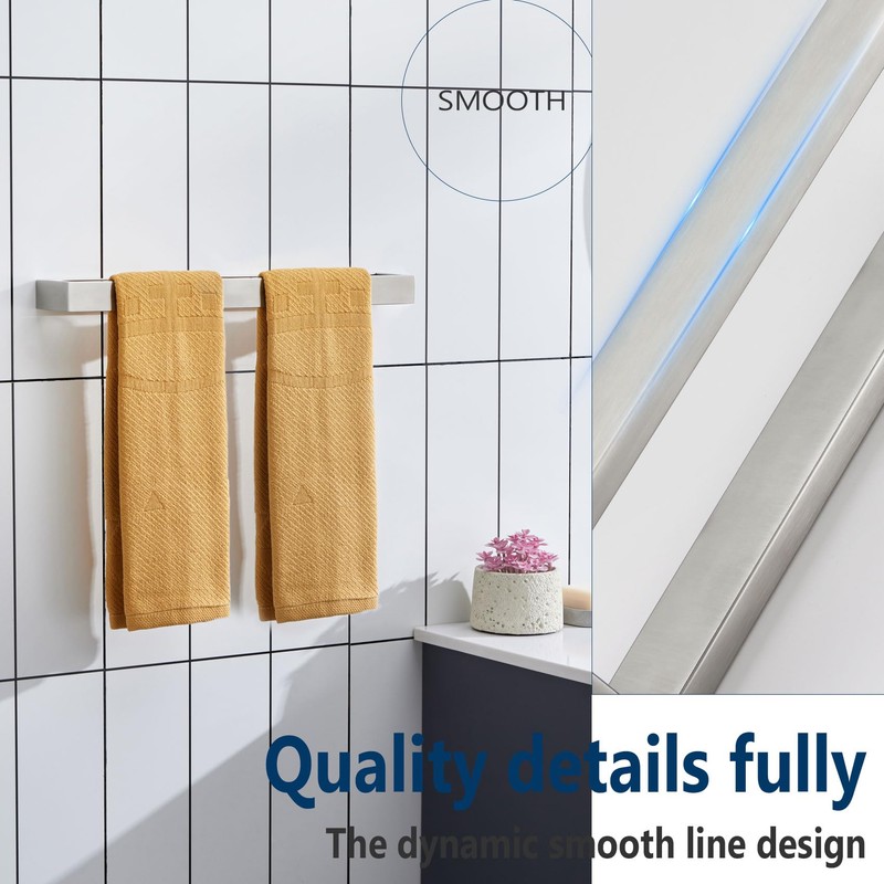 KOKOSIRI Towel Bar Brushed Nickel Bath Towel Hanger Holder 16-Inch