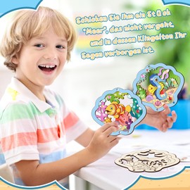 Nourdom 12 Sea Animal Wind Chimes Craft Set Children's Wooden Wind Chime Craft Craft Painting Ocean Wind Chime Creative Sets Underwater World Party Bags for Girls Boys Summer