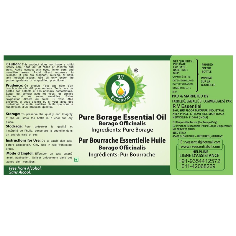 R V Essential Pure Borage Essential Oil 15ml (0.507oz)- Borago