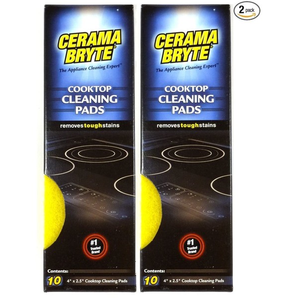 (2 Pack) Cerama Bryte Ceramic Cooktop Cleaning Pads, Total 20 Pads