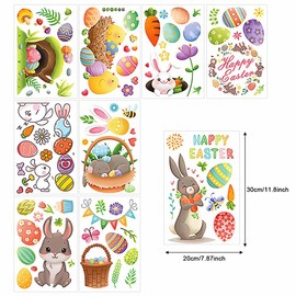 Easter Window Cling Stickers,9 Sheets Double-Sided Easter Window Decals for Easter and Spring Window Decoration（Bunny）