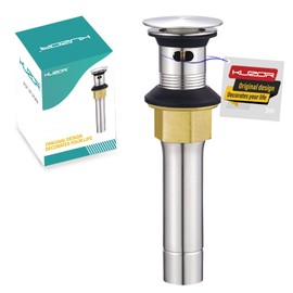 KUZOR 1PCS Stainless Steel Bathroom Sink Drain with Overflow - Easy to Install for Modern Bath/Vanity/Vessel Pop Up Drain- Fits Sink Holes, 1-5/8 to 2 inch Diameter - Brushed Nickel