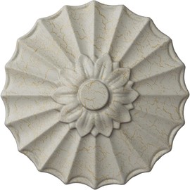 9"OD x 1 3/8"P Shakuras Ceiling Medallion (Fits Canopies up to 1 3/8"), Hand-Painted Pot of Cream Crackle