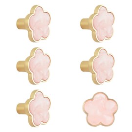 MOROBOR Decorative Pink Flower Kitchen Cabinet Knobs, 6 Pack Creative Dresser Drawer Pulls Furniture Cupboard Door Pull Handles Single Hole Zinc Alloy Knobs Furniture Accessories