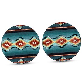 Unifizz 2-Pack Small 2.8 Inch Absorbent Car Coasters Cup Holder Keep Coasters Clean Car Coasters Aztec Navajo Red