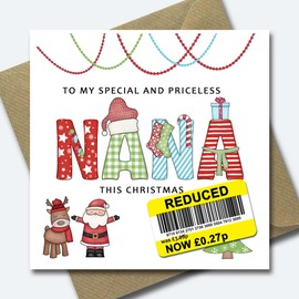 The Cards Man Funny Christmas card for your Nana - Reduced price whoopsie comedy xmas greeting card