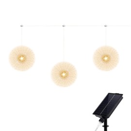 Galavasen Solar Firework Lights Outdoor, 3pcs 600LED 8 Modes Fireworks Lights with USB Rechargerable, Solar Hanging Fairy Lights Remote for Gazebo Patio Tent Christmas Party Garden Decor (Multicolor)