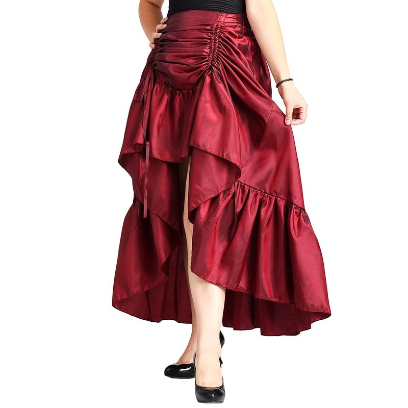 COSDREAMER Women's High Low Drawstring Skirt, Punk Skirt, High Waist