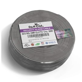 fast Cat. Security Cable 22 Gauge Wire 2 Conductor SOL Coil 500FT - FPLR Alarm Wire CMR, CL3R, FT4 Cable for Low Voltage Fire Detector, Security Stations, Door Bell & Burglar System - Gray