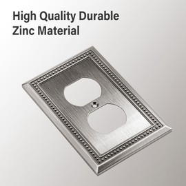 Henne Bery Sunken Pearls Heavy Duty Decorative Wall Plate Switch Plate Outlet Cover (Single Duplex, 2 Pack, Heirloom Silver)