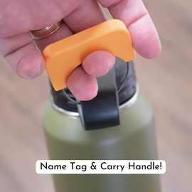 Custom Water Bottle Handle and Name Tag with Laser-Etched Personalization – Durable Stainless Steel Loop Included (Green)