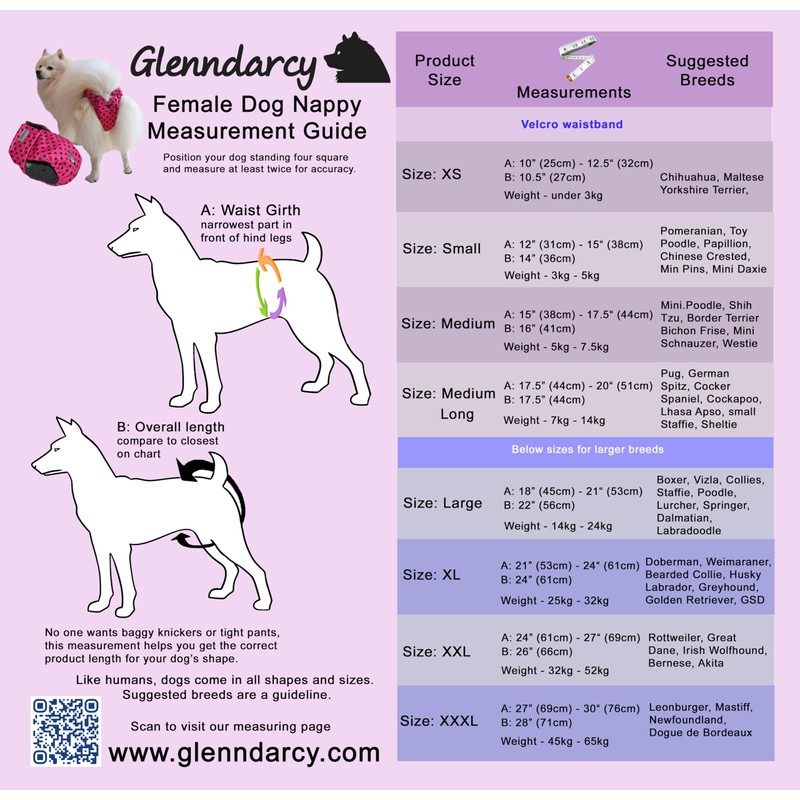 Glenndarcy Female Dog Season Nappy - Waterproof Fabric (Size Small