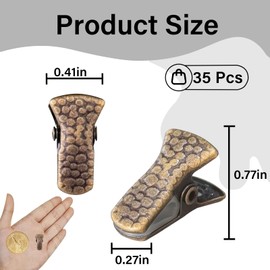 35 Pack Mini Metal Alligator Clips for Crafts Non-slip Silicone-coated Clothes Pins Retro DIY Badge Clips Small Spring Clamps (Bronze)