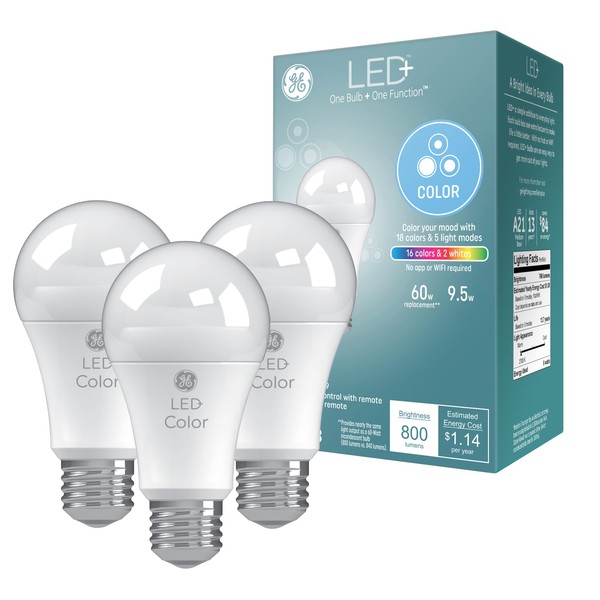 GE Lighting LED+ Color Changing LED Light Bulbs with Remote,