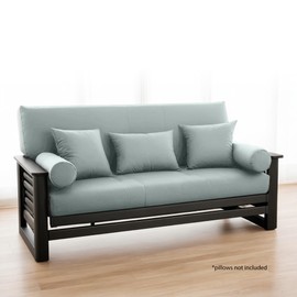 National Allergy 100% Cotton Zippered Futon Cover Full Size - Smoke/Grey - Machine Washable Futon Mattress Cover with Zipper, Durable Armless Sofa Bed Protector (54x75) - Gray